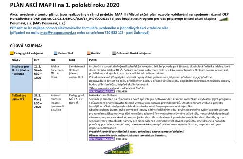 Vyšel nový plán vzdělávacích akcí projektu MAP II !!! 1
